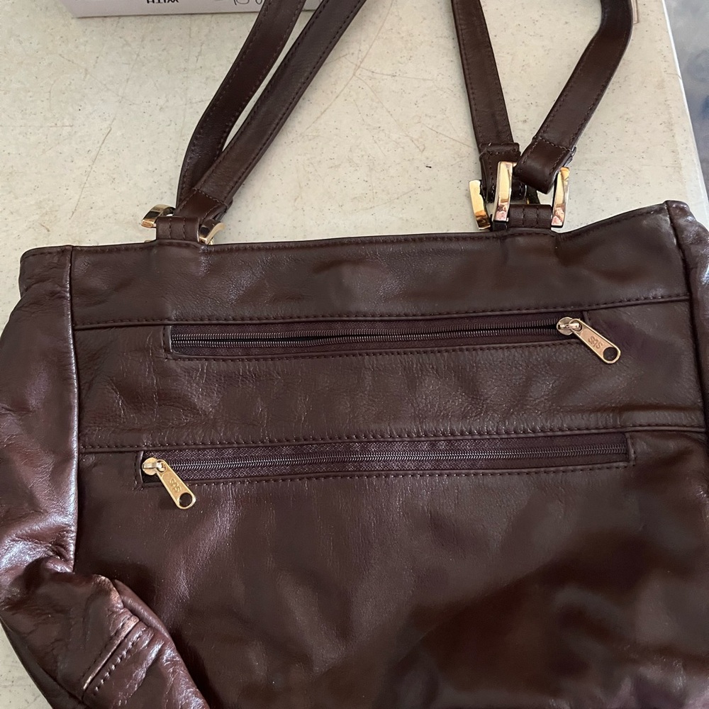 SAS Dark Brown Leather Shoulder Bag